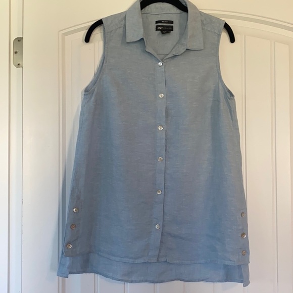 100% Linen Jones New York Sleeveless button up Blouse - Picture 1 of 5